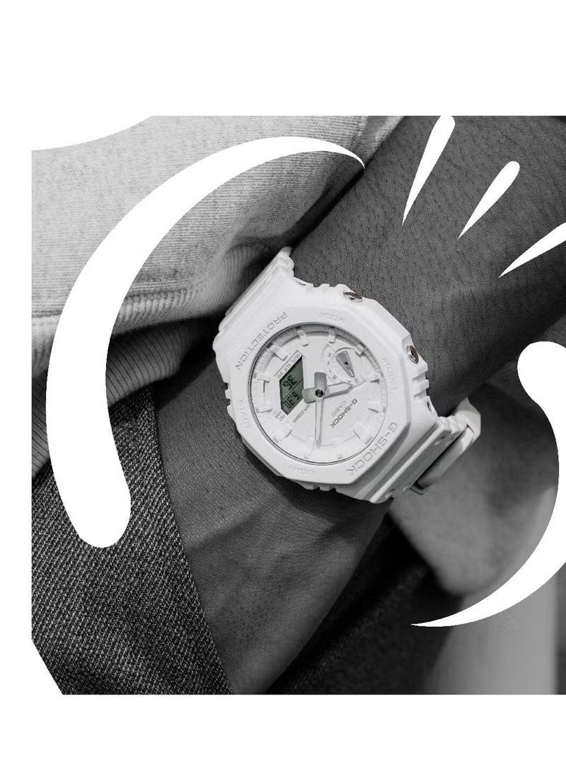 G-SHOCK ساعة يد أنالوج رقمية بيضاء من الراتنج مع حزام GA-2100-7A7 للجنسين - Image 4
